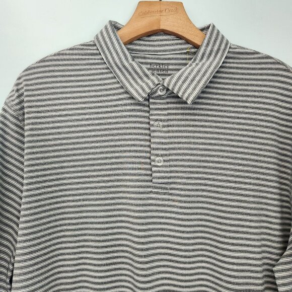 Berkley‎ & Jensen Polo Shirt Gray Striped Polyester Quick Dry Mens Large NWT NEW - Picture 4 of 8